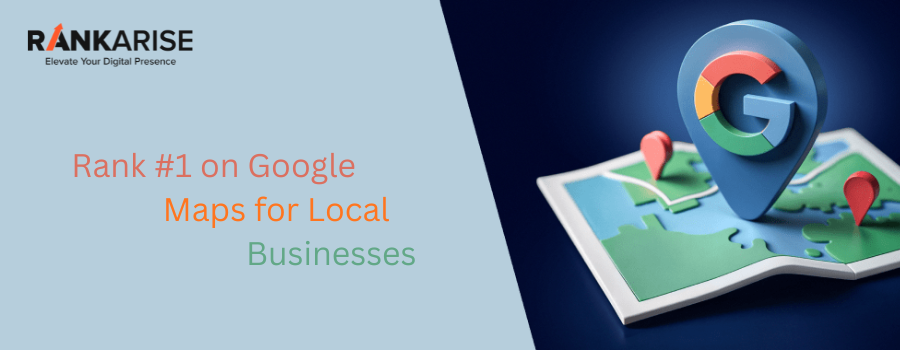 Rank #1 on Google Maps for local businesses with Google pin and map illustration